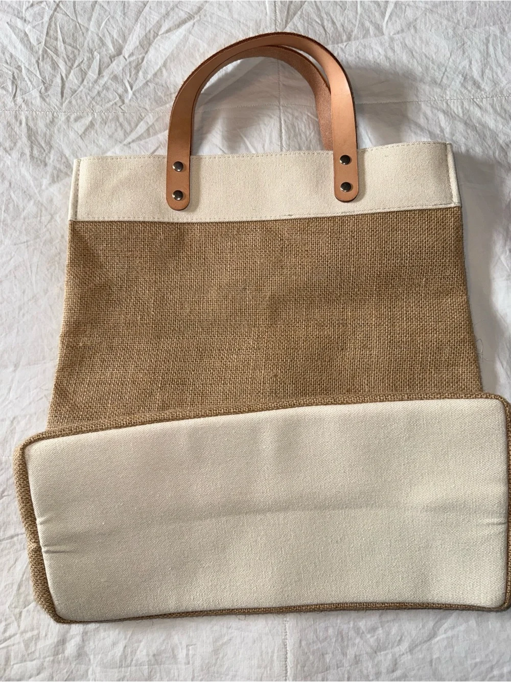 Brighton Natural Canvas Tote with Red Heart and Blue/Green Earth